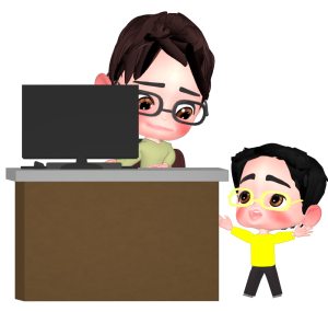テレワーク中に子供に邪魔をされるイラスト