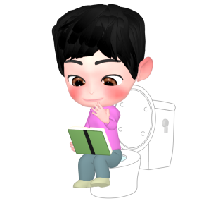 トイレで本を読む人のイラスト