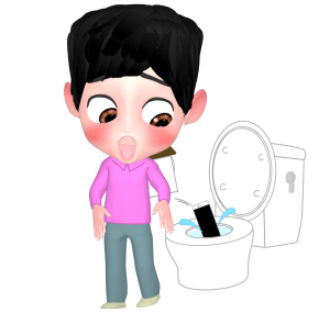 トイレに携帯電話を落とすイラスト