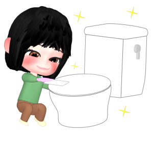 トイレ掃除をする女性のイラスト