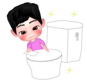 トイレ掃除をする男性のイラスト