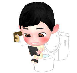 トイレでゲームをするイラスト