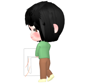 トイレの後に手を乾かす人のイラスト