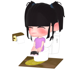 トイレに座る女の子のイラスト