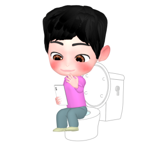 トイレでスマホを使う人のイラスト