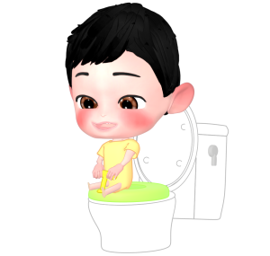 トイレトレーニングをする男の子のイラスト