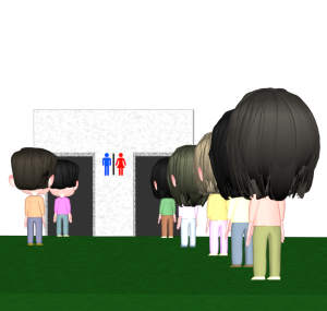 トイレに並ぶ行列のイラスト