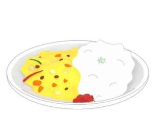 黄色いカレーライスのイラスト