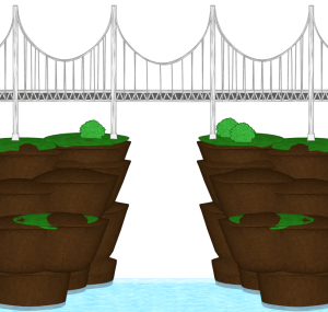 崖を架ける大きな橋のイラスト