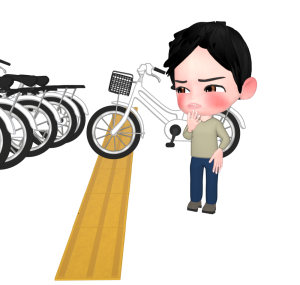 放置自転車に困る人のイラスト