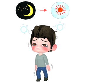 徹夜明けのイラスト