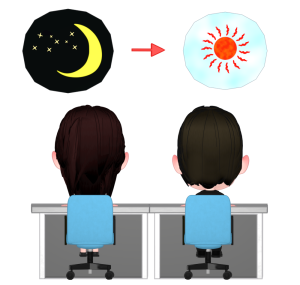 徹夜で残業をする会社員のイラスト