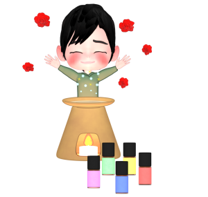 アロマの香りで癒される人のイラスト