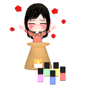 アロマで癒される女性のイラスト