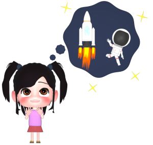 宇宙飛行士が将来の夢の女の子のイラスト