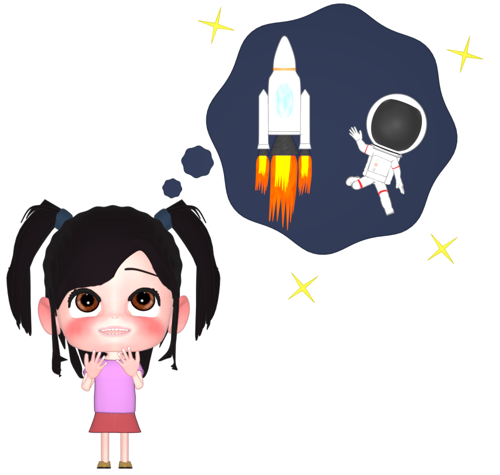 宇宙飛行士が将来の夢の女の子のイラスト