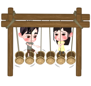 アスレチックで遊ぶ子供のイラスト