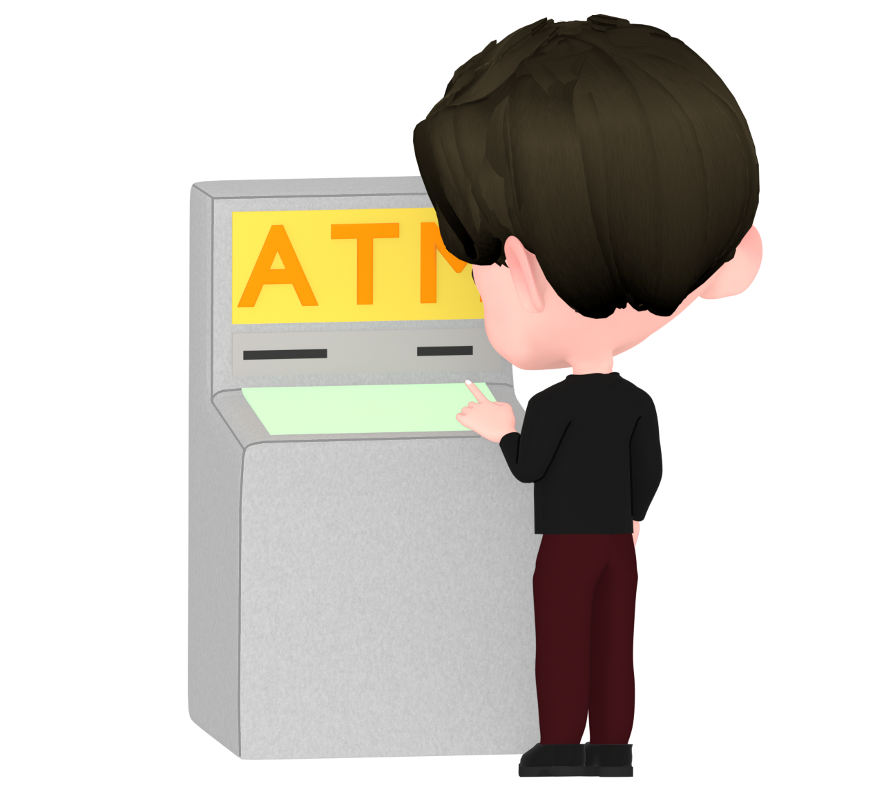 ATMを利用する男性のイラスト