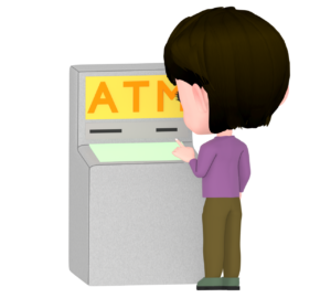 ATMを使う人のイラスト