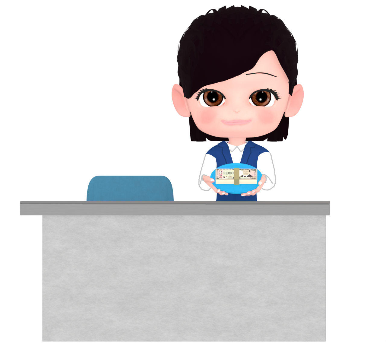 銀行員の女性のイラスト