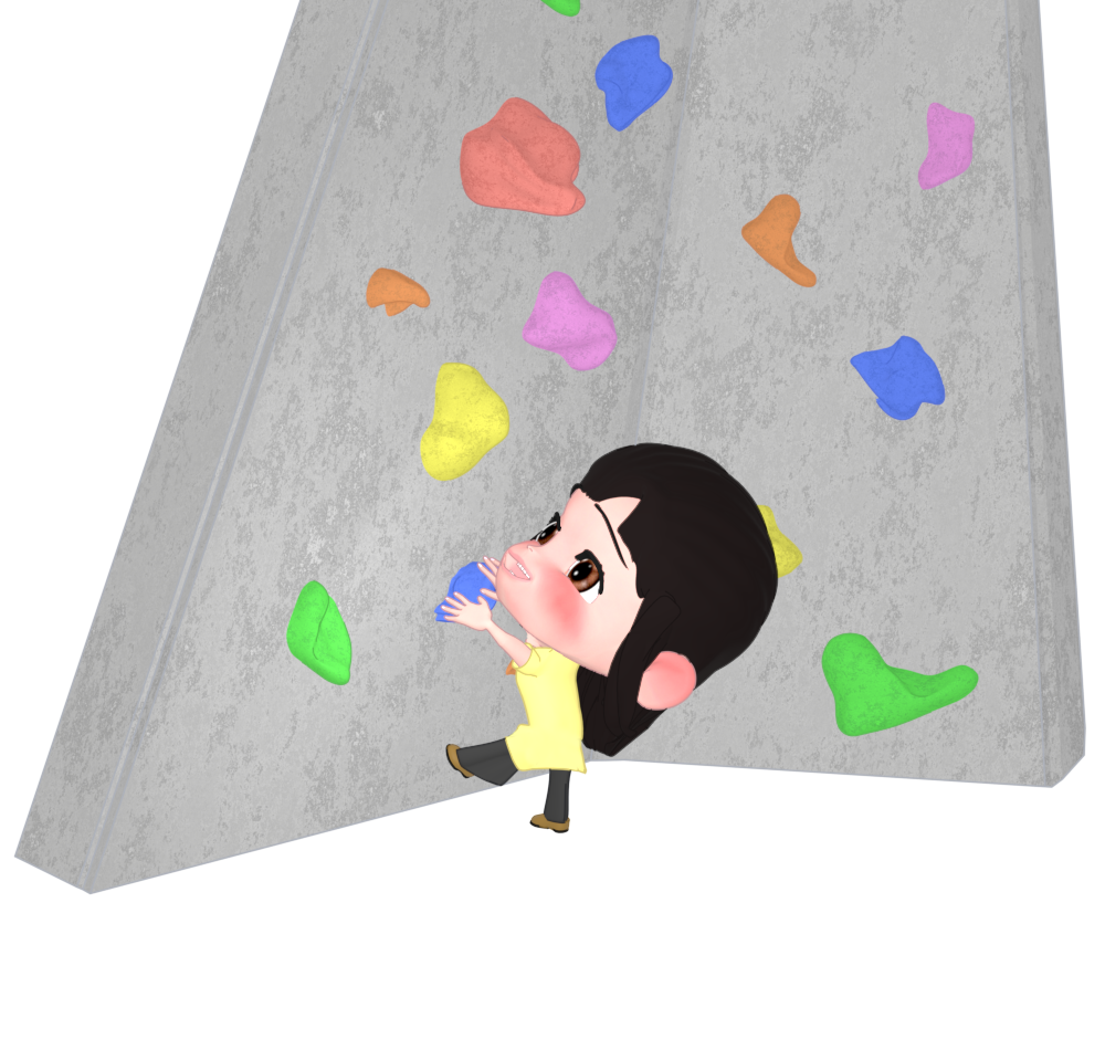 ボルダリングをするかわいい女の子のイラスト