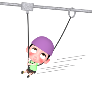 ジップラインで遊ぶ男の子のイラスト