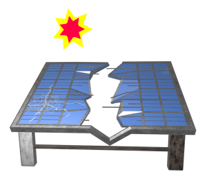 壊れたソーラーパネルのイラスト