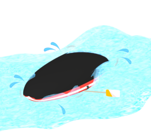 転覆をするボートのイラスト