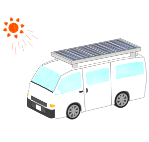 車の屋根にソーラーパネルを取り付けたイラスト