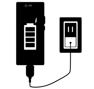 充電をするスマートフォンのシルエット