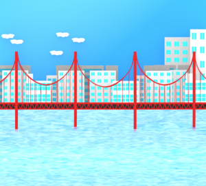都会のビルと橋のイラスト