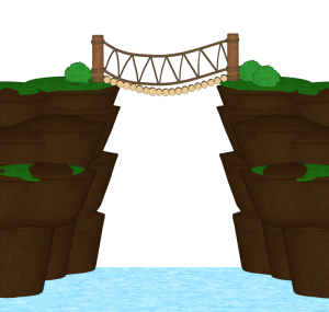 崖に架かる吊り橋のイラスト
