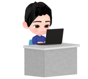 パソコンで仕事をする私服の人のイラスト