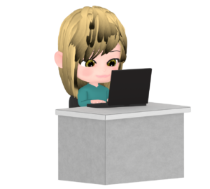 パソコンで作業をする外国人の女性のイラスト
