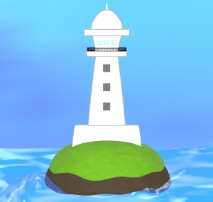 かわいい海の灯台のイラスト