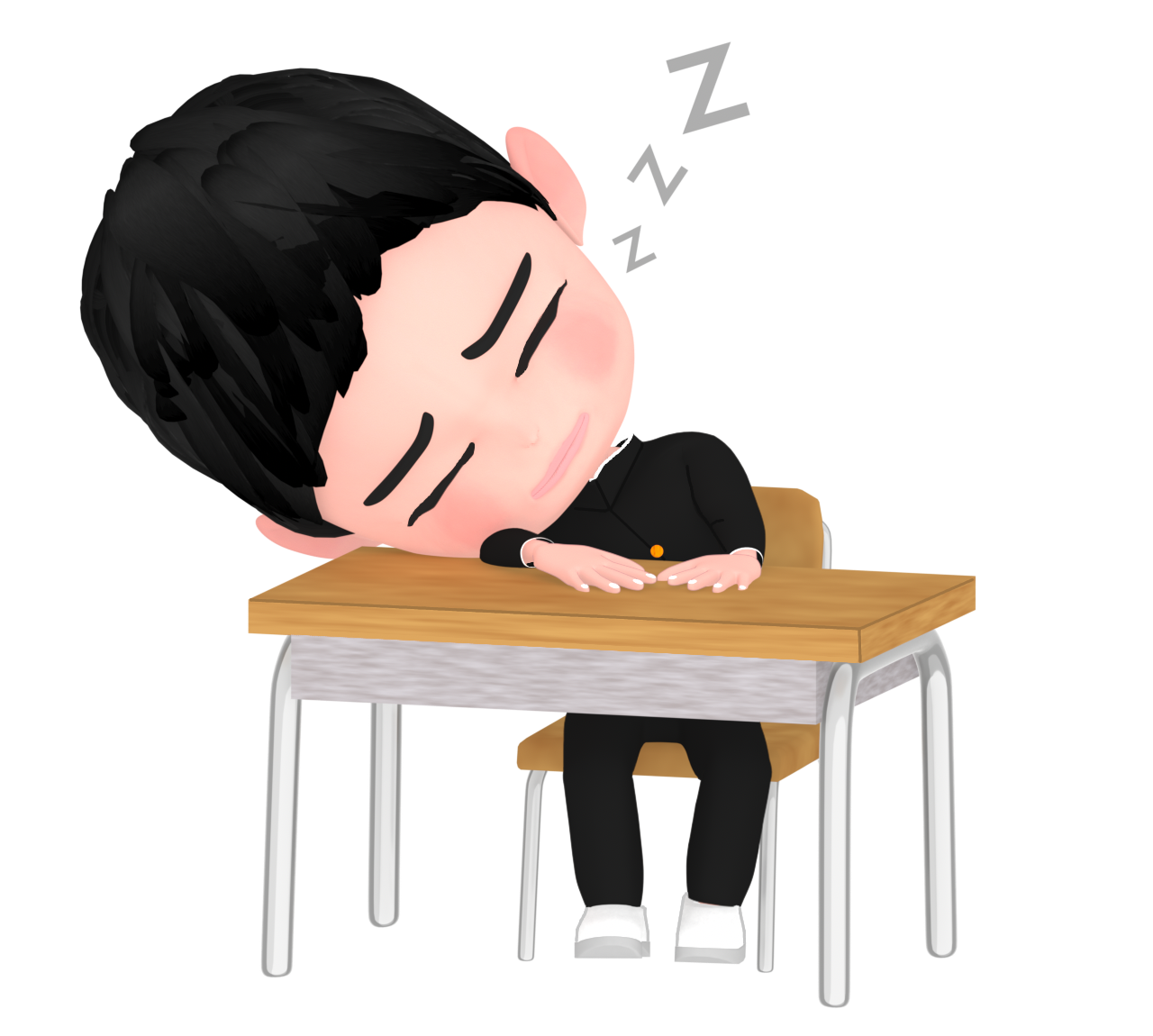 机に突っ伏して寝るイラスト