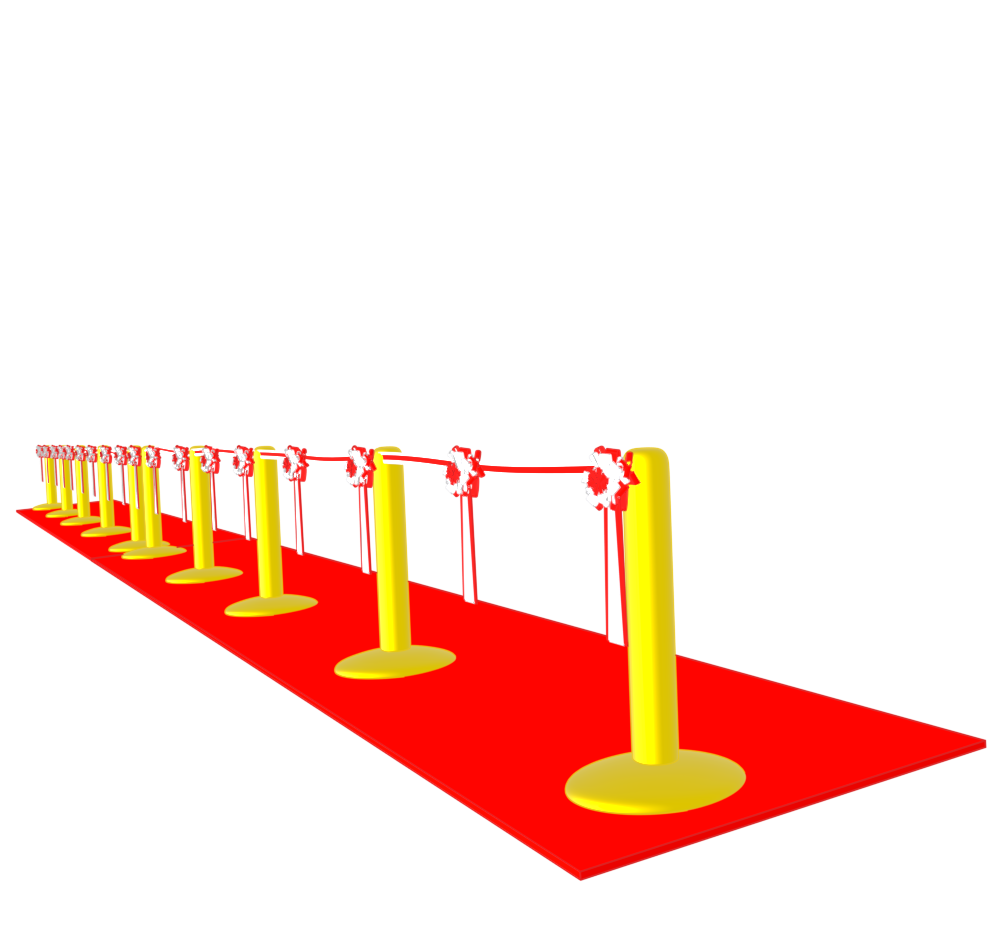 斜めから見るテープカットのイラスト