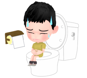 下痢・腹痛の男の子のイラスト