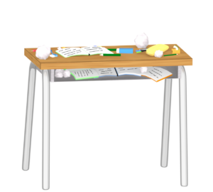 汚い学校の机のイラスト