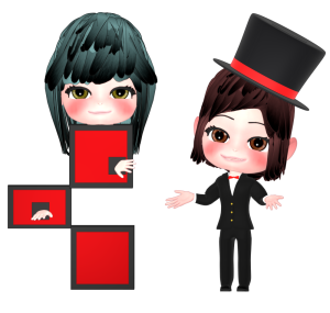 人体切断マジックのイラスト