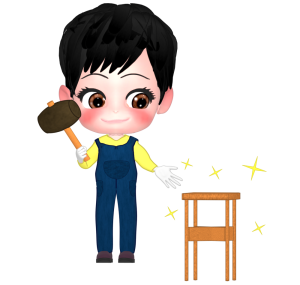 DIYをする女性のイラスト