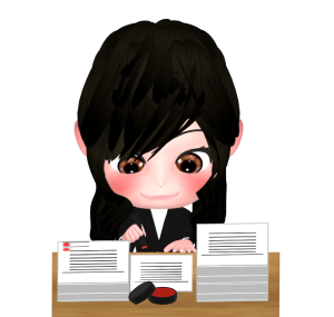 書類に印鑑を押す会社員のイラスト