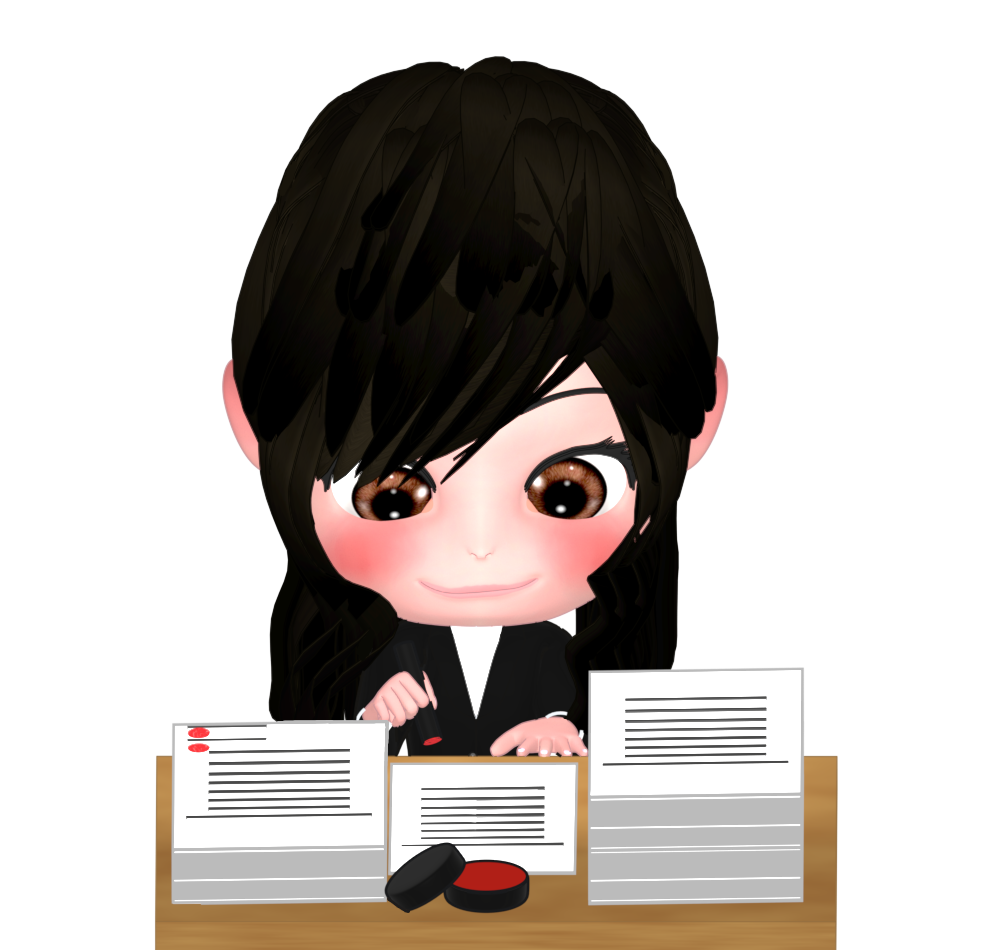 書類に印鑑を押す会社員のイラスト