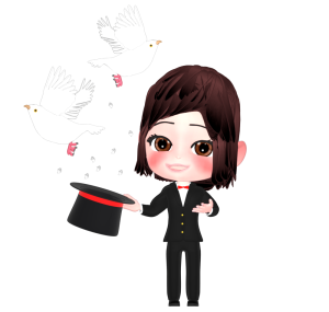 鳩が飛び出す手品のイラスト
