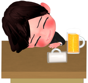 酔っ払う女の子のイラスト