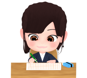 作文を書く女の子のイラスト
