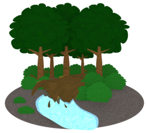 鉄砲水のイラスト