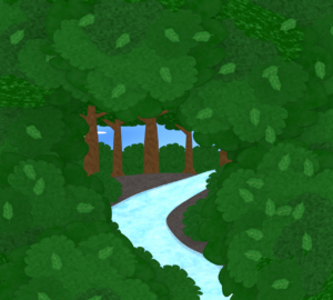 森を流れる川のイラスト
