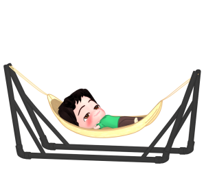 自立式ハンモックで昼寝をする人のイラスト