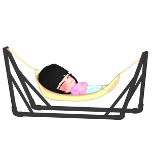 自立式ハンモックで寝る人のイラスト